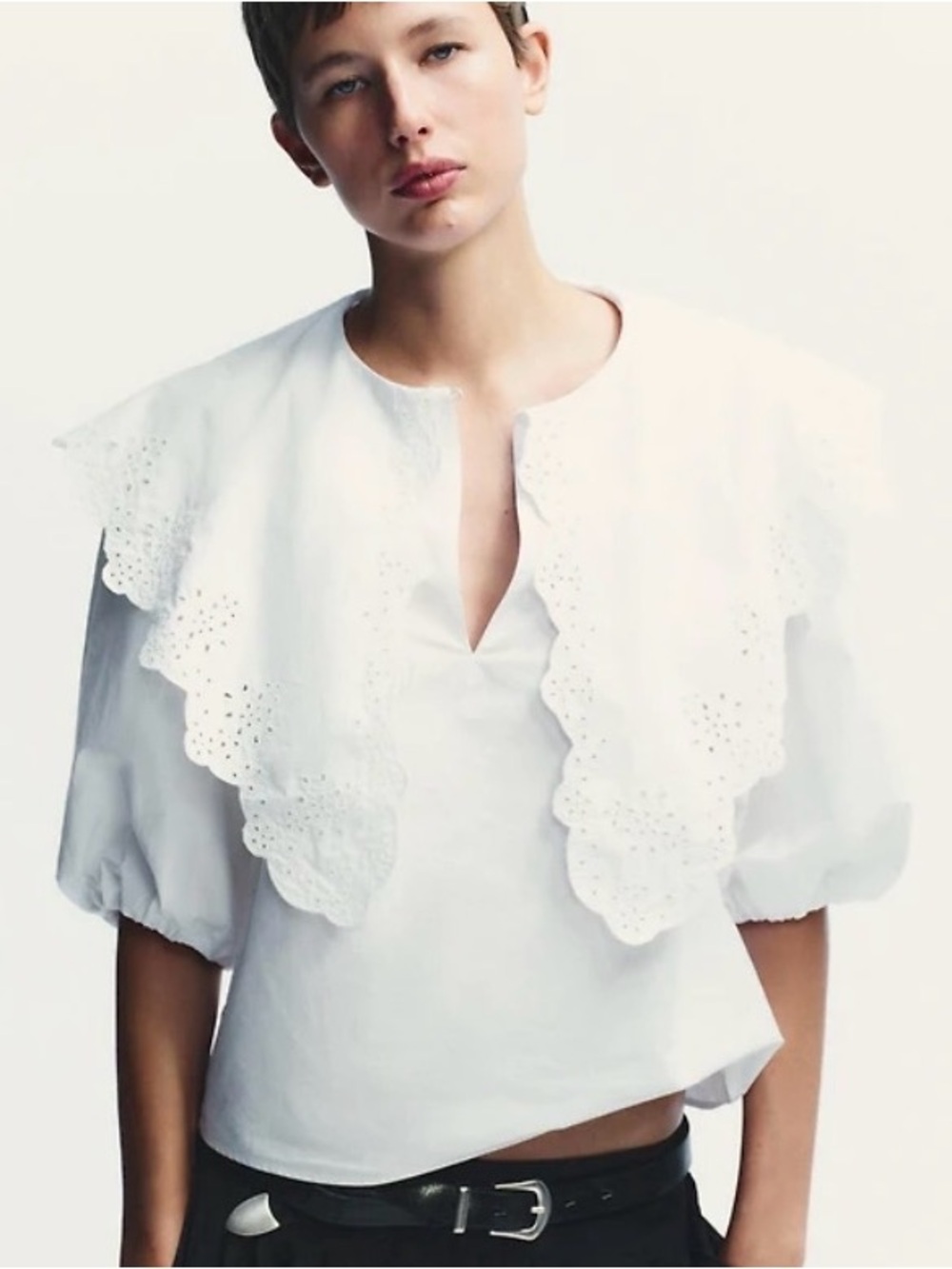 BNWT Zara White Peter Pan Collar Poplin Blouse
